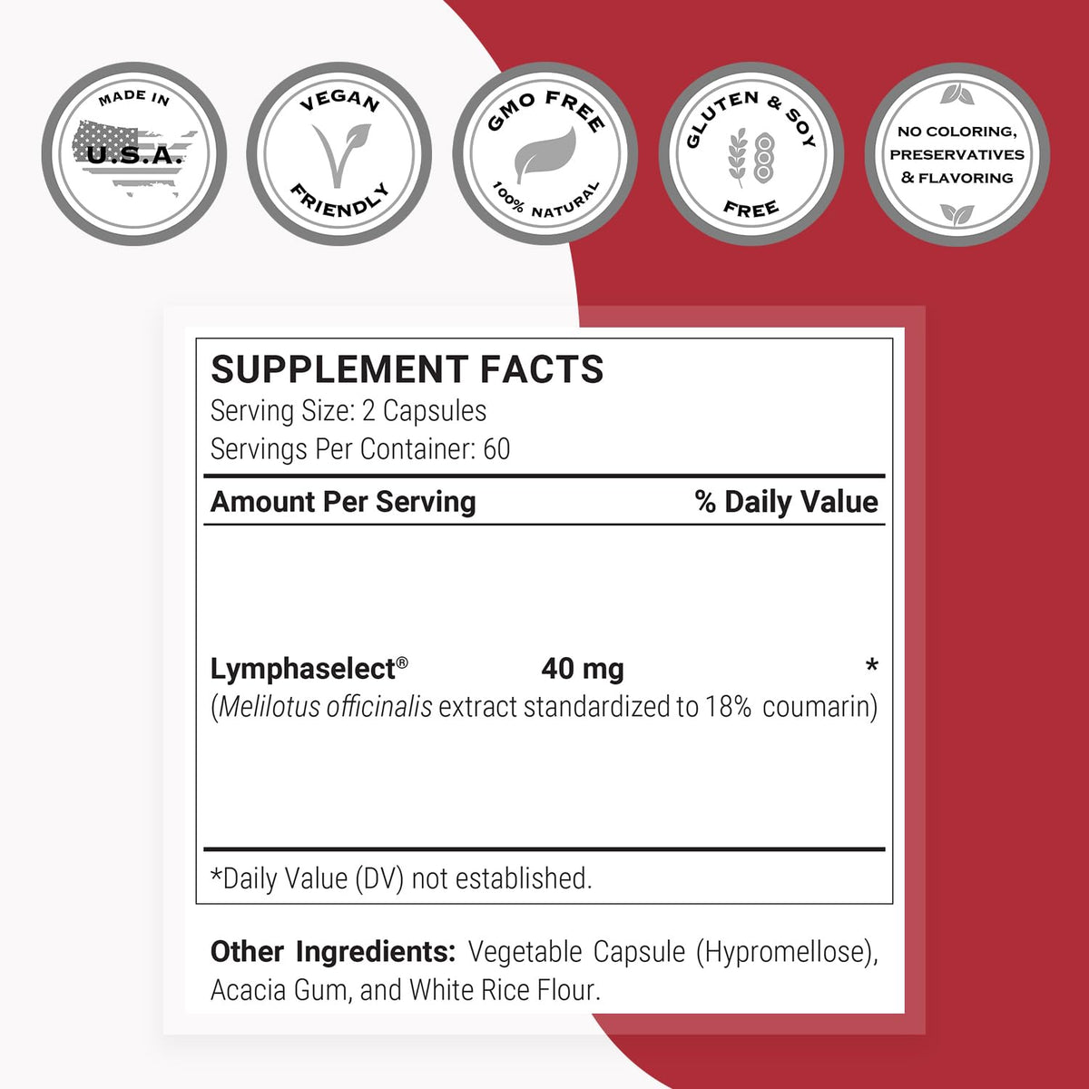 Supersmart - Lymphatonic 40mg per Day - Lymphatic Drainage Supplement - Melilotus Officinalis | Non-GMO & Gluten Free - 120 Vegetarian Capsules Supersmart buy supplements Au