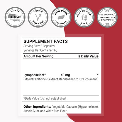 Supersmart - Lymphatonic 40mg per Day - Lymphatic Drainage Supplement - Melilotus Officinalis | Non-GMO & Gluten Free - 120 Vegetarian Capsules Supersmart buy supplements Au