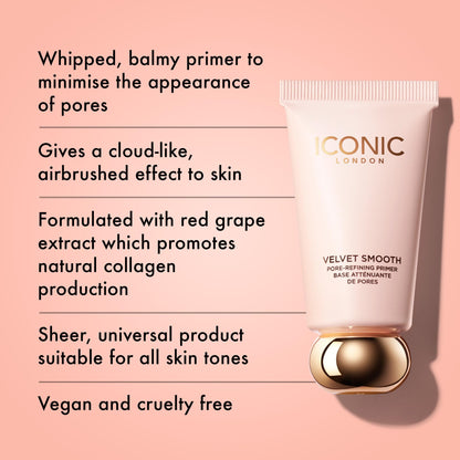 ICONIC LONDON Velvet Smooth Pore-Refining Primer | Whipped, Balmy Primer, Diffuses Pores, Cruelty-Free, Vegan Makeup, 1.01 Fl oz ICONIC LONDON buy supplements Au