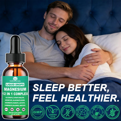Magnesium Complex 700mg, 12 in 1 Magnesium Supplement with Glycinate Citrate Malate Oxide Taurate Aspartate Orotate Magnesium Relaxation, Muscle, Sleep Support, High Absorption Liquid Magnesium丨Vegan WellVeraVida buy supplements Au