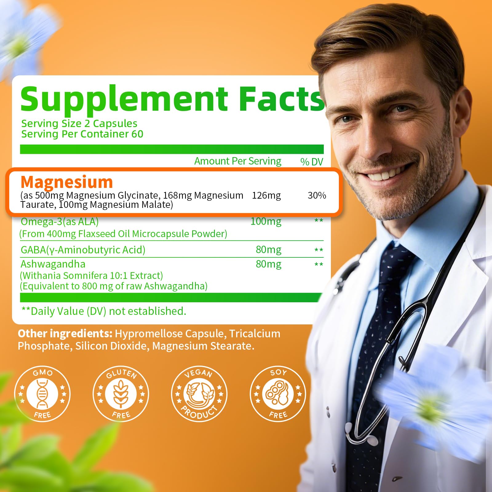 Triple Magnesium Complex - Magnesium Glycinate, Taurate & Malate Supplement with Omega3, Ashwagandha, GABA for Sleep, Brain Heart & Muscle Support - High Absorption and Gentle, Vegan, 120 Capsules iMATCHME buy supplements Au