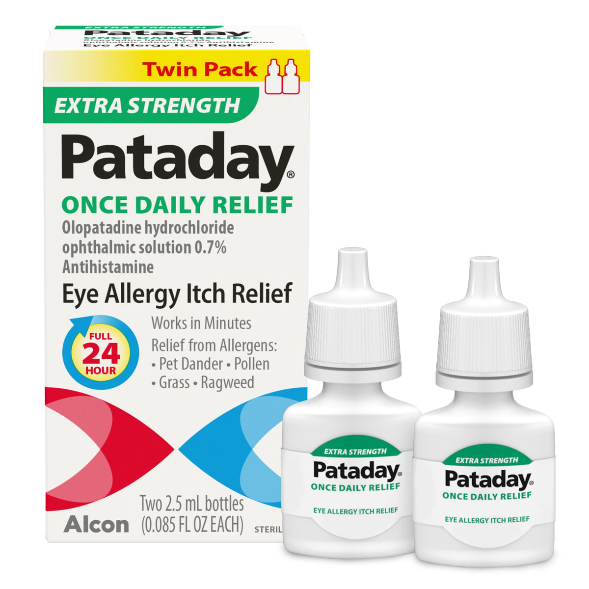 Pataday Once Daily Extra Strength Relief Allergy Eye Drops, 2.5 ml, Twin Pack, Antihistamine Eye Drops with Olopatadine 0.7% for Relief from Eye Allergy Itching, Works Up to 24 Hours Pataday buy supplements Au