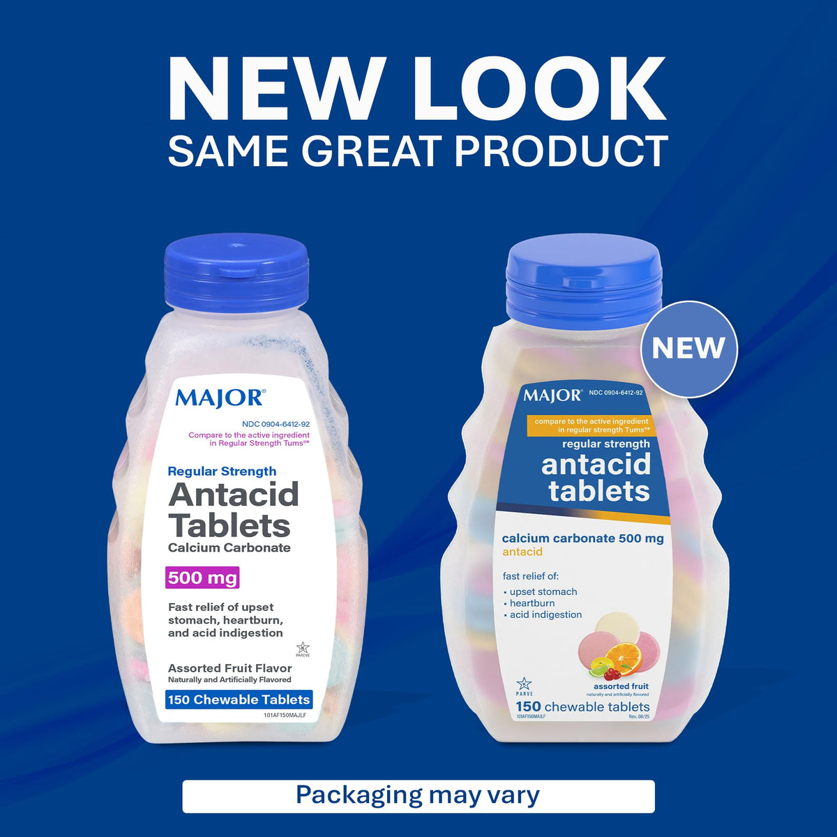 MAJOR Regular Strength Antacid Tablets - Calcium Carbonate 500 mg - Assorted Fruit Flavor - 150 Chewable Count (2 Pack) MAJOR buy supplements Au