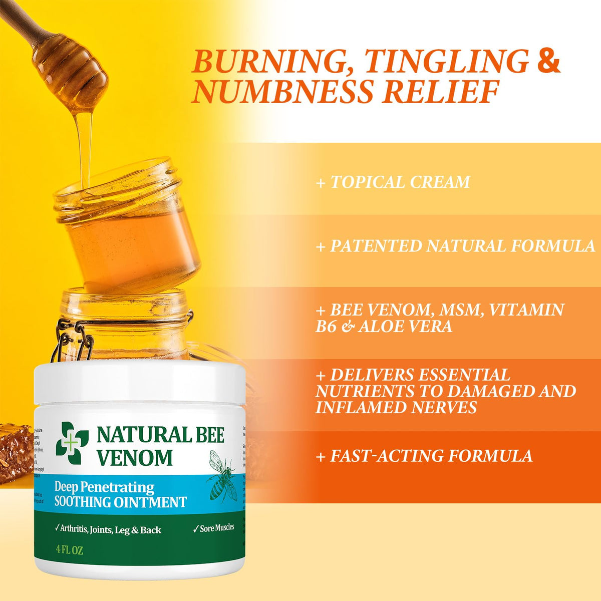 PIBIOOMAP Zealand Bee Venom Serum Gel, Professional for Joint, Muscle, Bone Cream, 24h Fast Release, Soothing Powerful for Back, Neck, Hand, Foot, Knee, Muscle, Shoulder, Hip, Nerve PIBIOOMAPBuy Supplements Australia