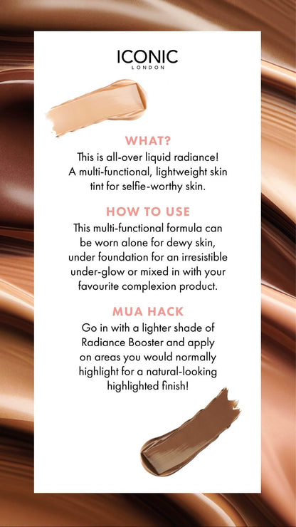 ICONIC LONDON Radiance Booster | Liquid Radiance Lightweight Skin Tint for a Glowy Makeup Look, Cruelty Free, Vegan Makeup (Honey Glow) 30 mL/ 1.01 Fl Oz ICONIC LONDON buy supplements Au