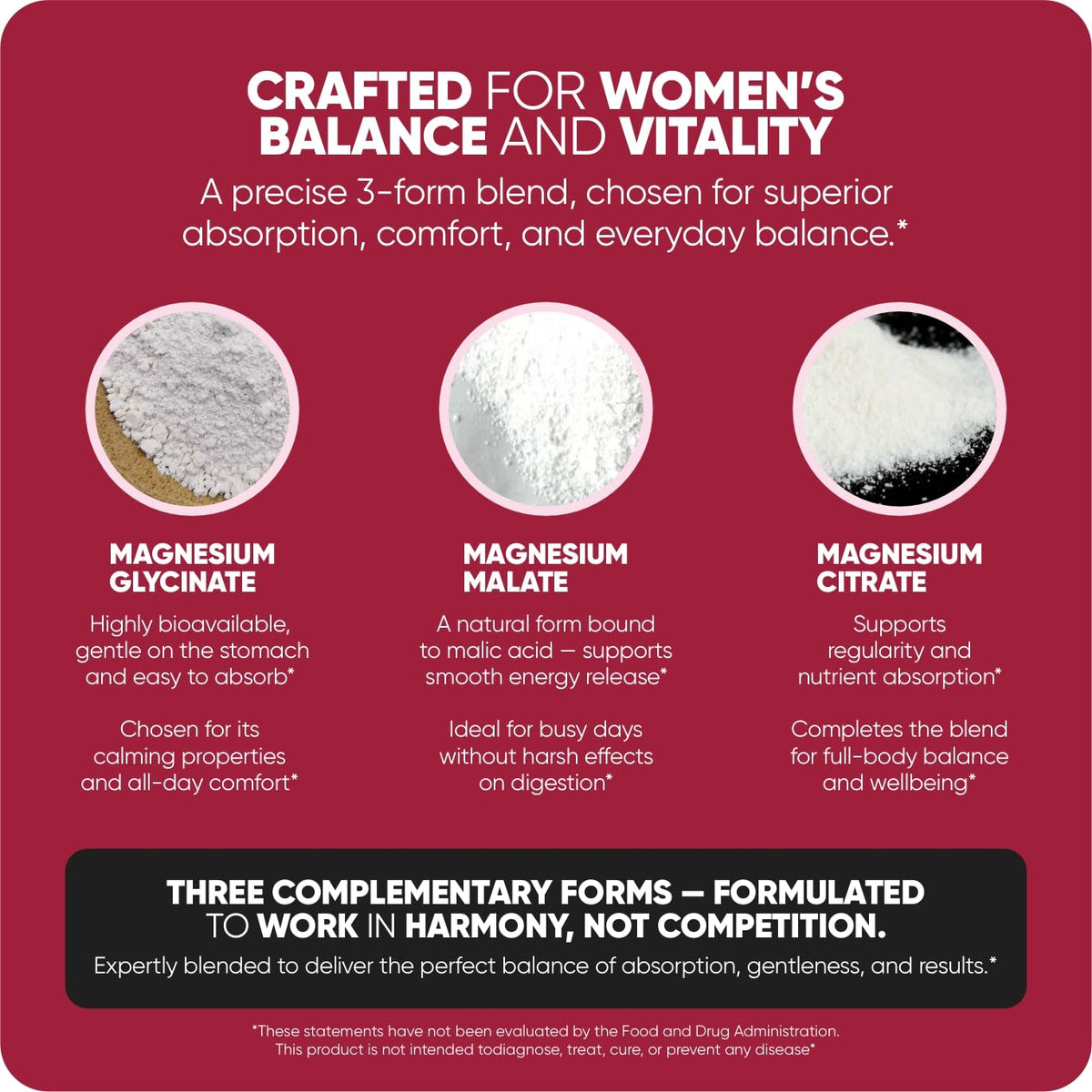 Premium Magnesium Complex for Women 60 Capsules | Complete 3-in-1 with Magnesium Glycinate Citrate & Malate Supports Calm, Digestion, Energy Vegan & Non-GMO Supplement | Veloraa Veloraa buy supplements Au