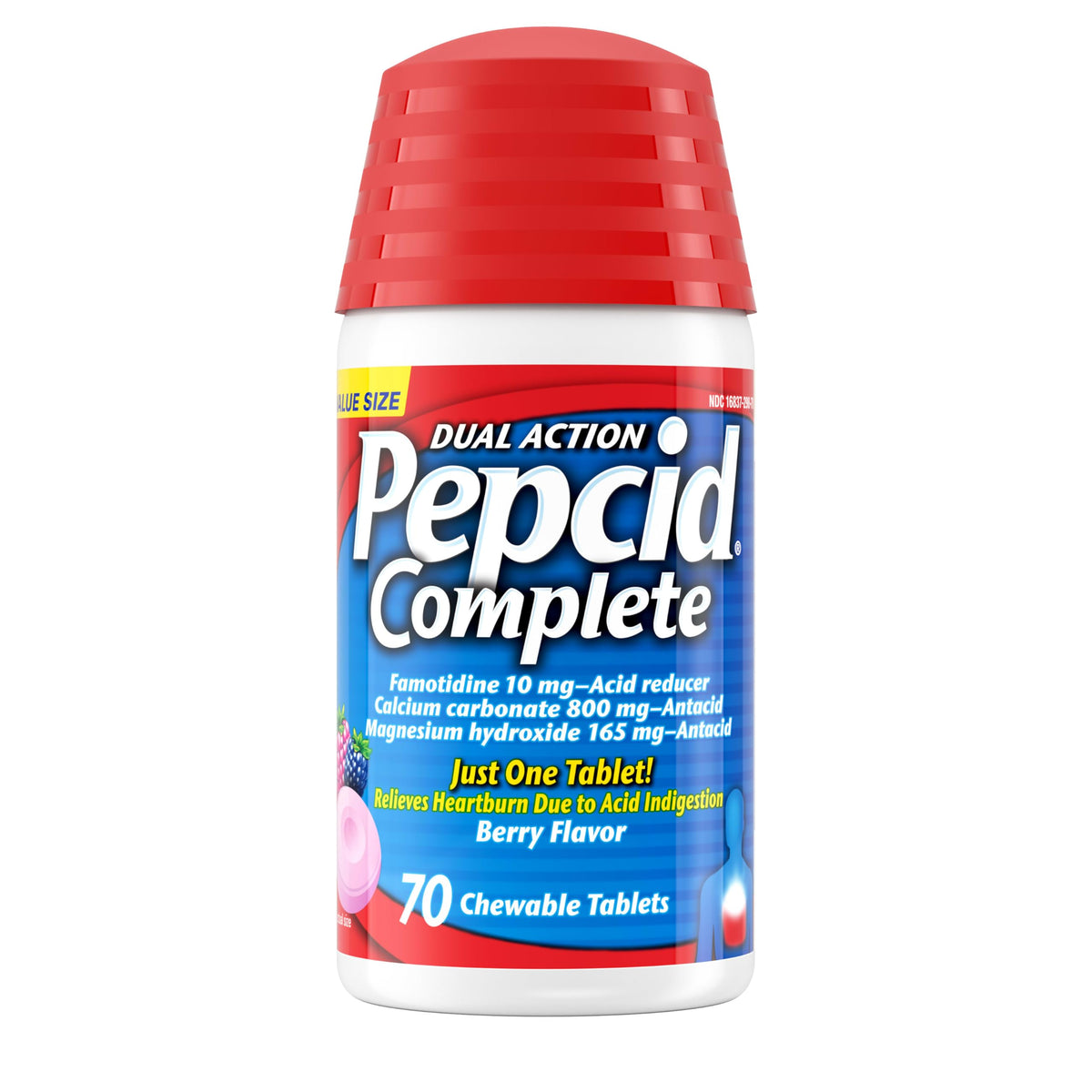 Pepcid Complete Acid Reducer + Antacid Chewable Tablets, 10mg Famotidine, 800mg Calcium Carbonate & 165mg Magnesium Hydroxide per Heartburn Medicine Tablet, Antacid Chews, Berry Flavored, 70 ct Pepcid buy supplements Au