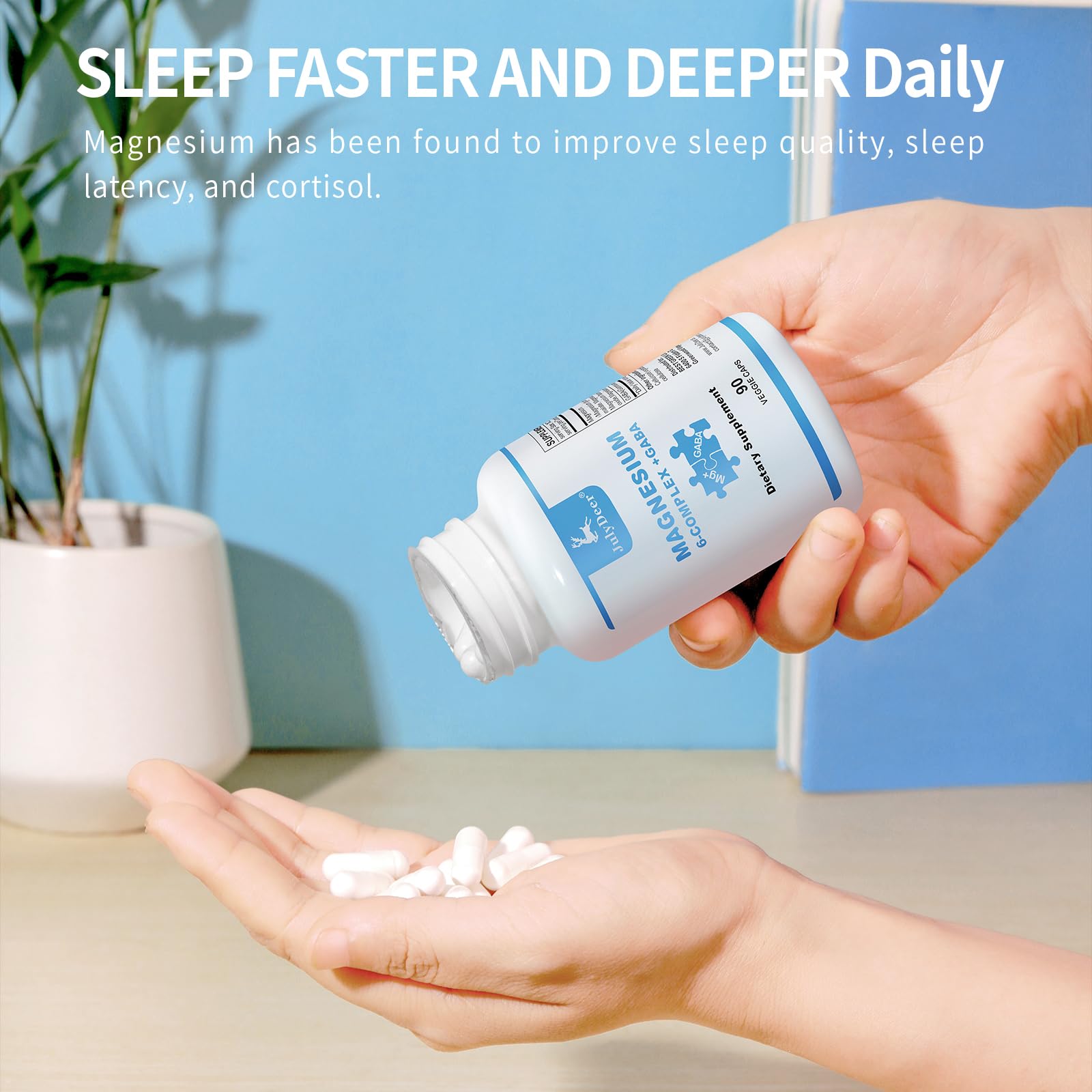JulyDeer Sixfold Magnesium Complex | 350mg of Magnesium Glycinate, Malate, Citrate, Taurine, Oxide, Mg+ for Muscles,Nerves,& Energy, GABA Sleep Support | High Absorption | Vegan | 90 Capsules Risabou buy supplements Au