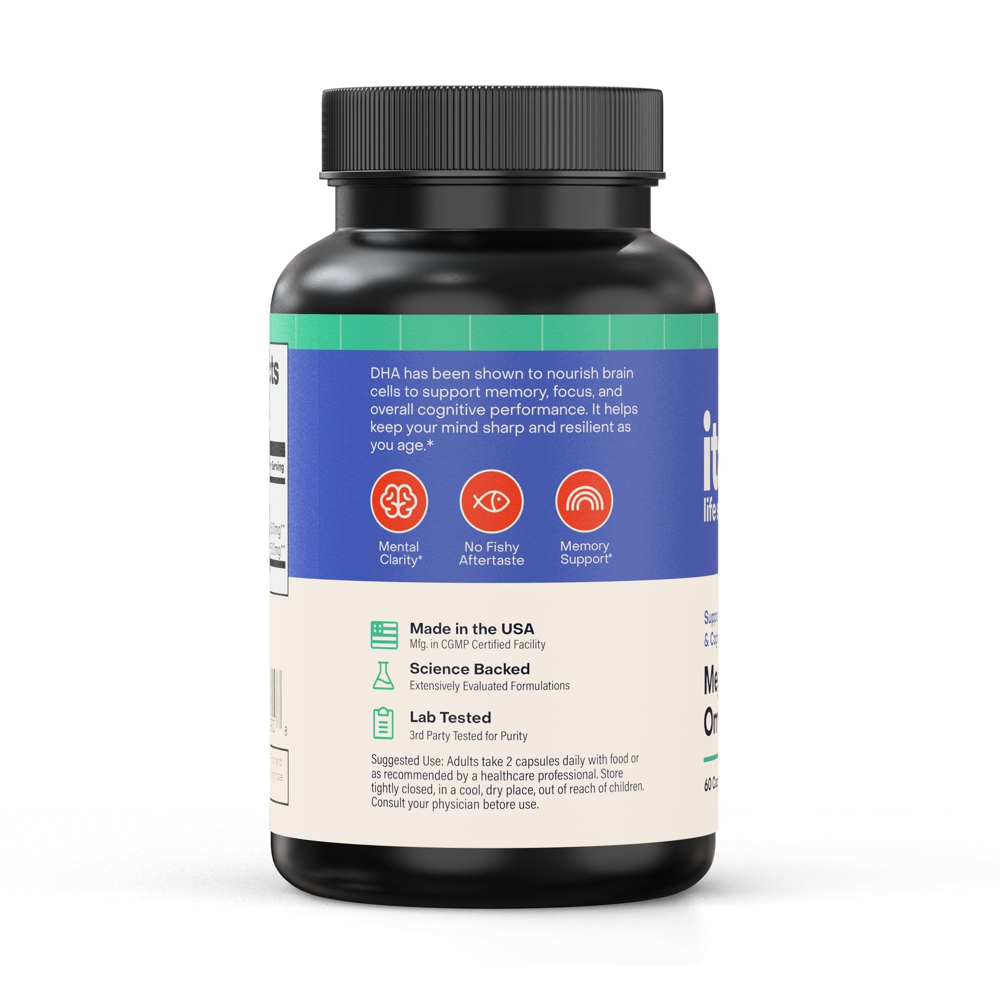 Italic LIfe Sciences Mega DHA Omega-3 1300mg – 800mg DHA, 500mg EPA – Brain Health Supplement for Memory, Focus & Mental Clarity – High Potency Fish Oil – Non-GMO, Third-Party Tested – 60 Capsules Italic Life Sciences buy supplements Au