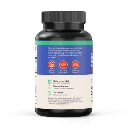 Italic LIfe Sciences Mega DHA Omega-3 1300mg – 800mg DHA, 500mg EPA – Brain Health Supplement for Memory, Focus & Mental Clarity – High Potency Fish Oil – Non-GMO, Third-Party Tested – 60 Capsules Italic Life Sciences buy supplements Au