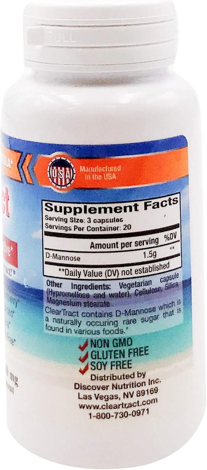 Cleartract D-Mannose Formula Capsules, 500 Mg, 60 Count