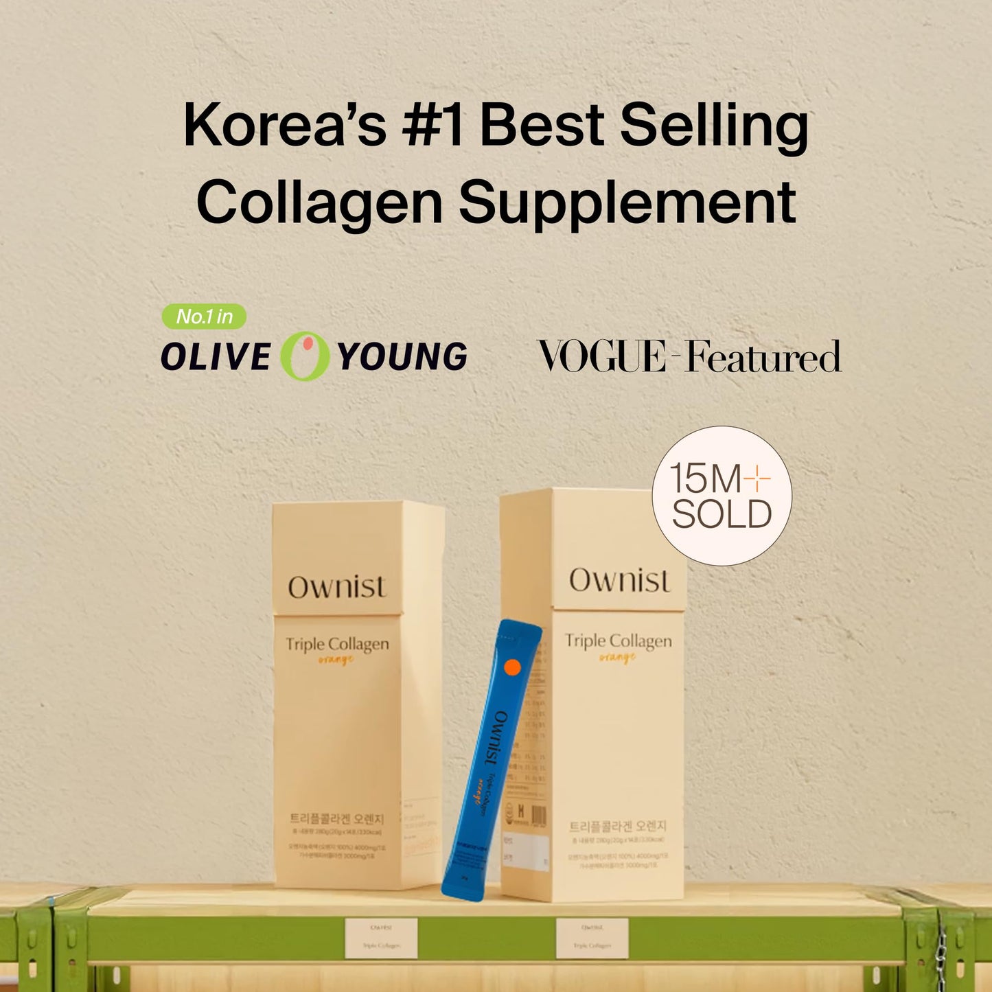 Ownist Triple Collagen Liquid Packets On-The-Go - Peptides with Hydrolyzed Marine Collagen, Elastin, Hyaluronic Acid and Vitamin for Healthy Skin - Orange Flavor - 14 Individual Stick Packs Ownist buy supplements Au