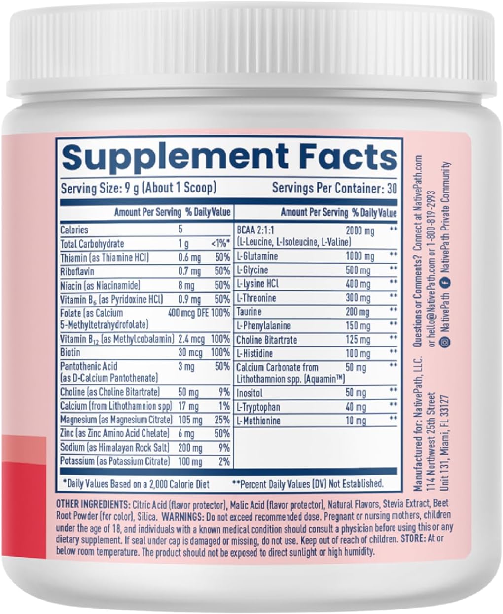 NativePath Hydrate Electrolyte Powder, Mixed Berry, 30 Servings | 14 Vitamins & Minerals, 9 Aminos & 2000mg BCAAs, Zero Sugar, Supports Hydration & Recovery, Stevia, Keto