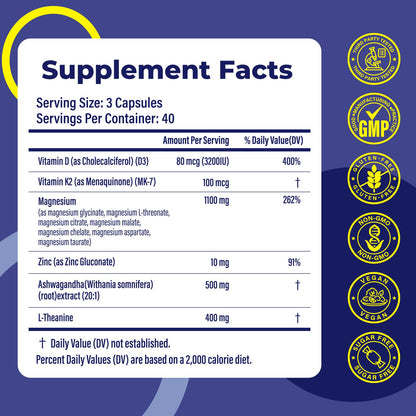 Magnesium Complex for Women & Men 1100mg, 7-in-1 Magnesium Supplement with Ashwagandha & L-Theanine for Calm & Sleep Support, High Absorption, Vegan 120 Capsules Zytheron buy supplements Au