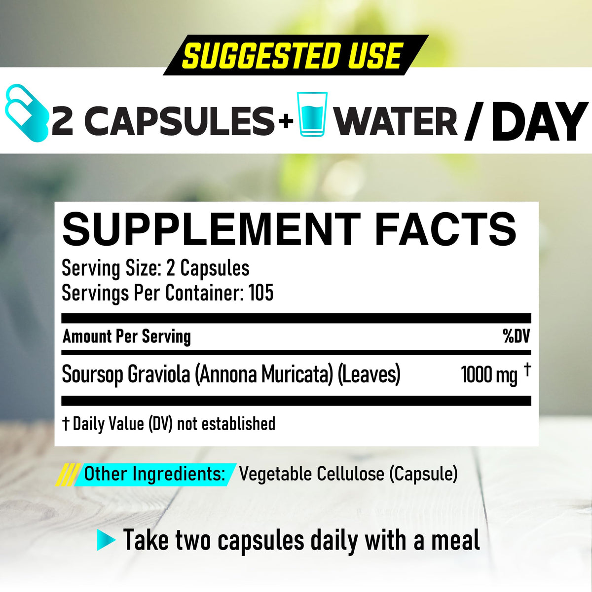Soursop Graviola Leaves Capsules - Soursop Fruit Advanced - 210 Counts for 105 Servings DEDICAD buy supplements Au