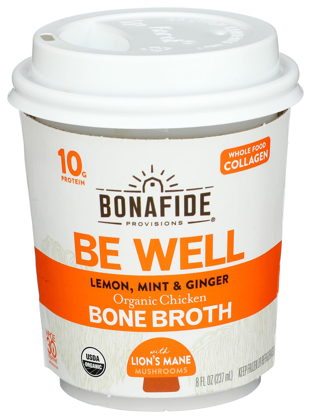 Bonafide Provisions Fresh Organic Be Well Broth with Lemon, Mint & Ginger Organic Chicken Bone Broth, Frozen 8 fl oz - Gluten-Free, Grain-Free, Paleo and Keto Friendly Bonafide Provisions buy supplements Au