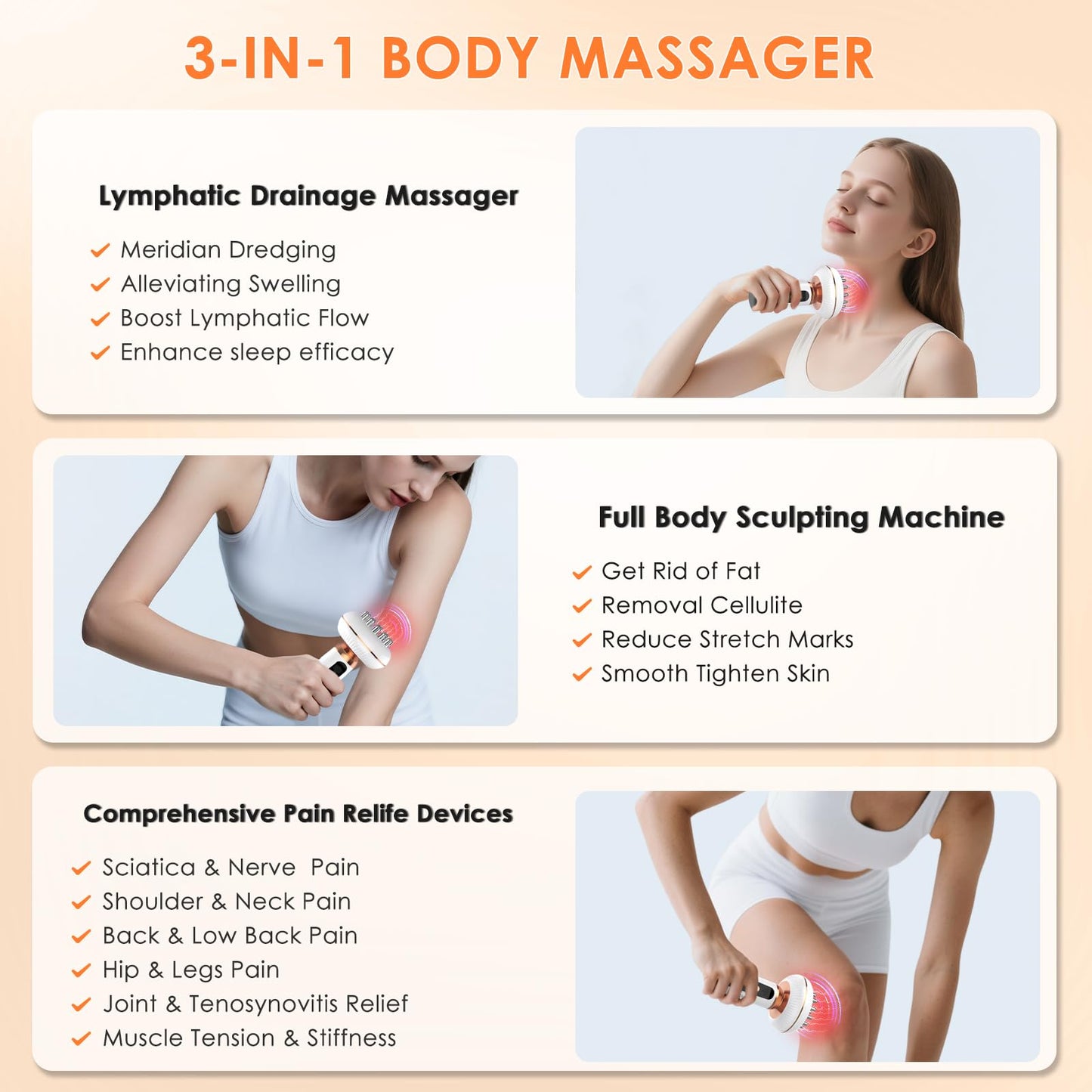 4-in-1 Body Sculpting Machine - Lymphatic Drainage Massager - Anit Cellulite Massage Tool Help Reduce Stretch Marks & Cellulite & Fat, Pain Relife Devices for Body (Belly, Legs, Arms, Butt, Low Back) Choufaly buy supplements Au