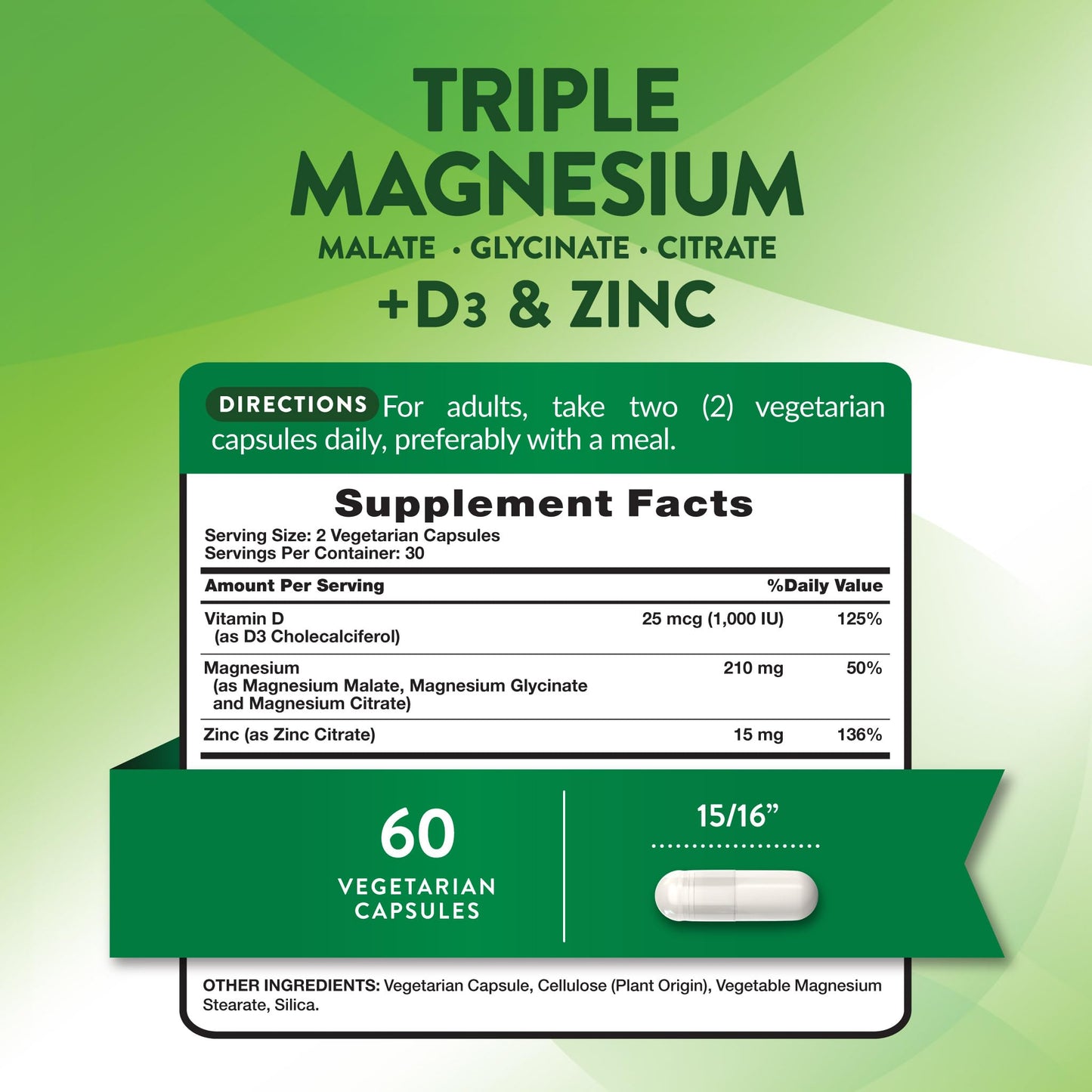 Nature's Truth Triple Magnesium Complex Supplement | 60 Capsules | Glycinate, Citrate & Malate | with D3 & Zinc | Vegetarian, Non-GMO, & Gluten Free Nature's Truth buy supplements Au