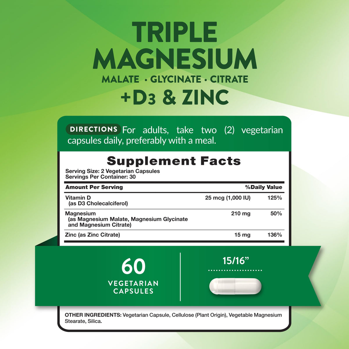 Nature's Truth Triple Magnesium Complex Supplement | 60 Capsules | Glycinate, Citrate & Malate | with D3 & Zinc | Vegetarian, Non-GMO, & Gluten Free Nature's Truth buy supplements Au