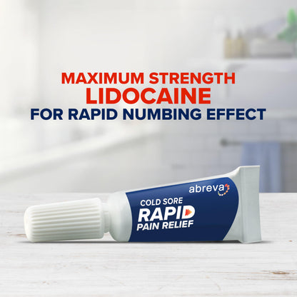 Abreva Cold Sore Treatment Rapid Pain Relief Cream - 1 Tube, 3 Grams