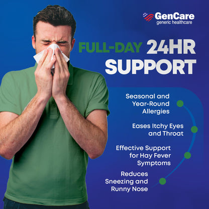 GenCare - Cetirizine HCL 10 mg (200 Caplets) - 24 Hour Allergy Relief Pills - Non Drowsy Generic OTC Allergy Medication - Antihistamine Medicine for Sneezing, Runny Nose & Itchy Eyes - Generic Zyrtec GenCare buy supplements Au