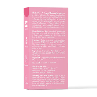Mother's Dose Hyaluronic Acid Suppository HydraDose- Hormone Free Moisturizer for Vaginal Dryness-USA Made in an FDA Registered Facility, 1 Month Supply- 10 Inserts MOTHER·S DOSE buy supplements Au
