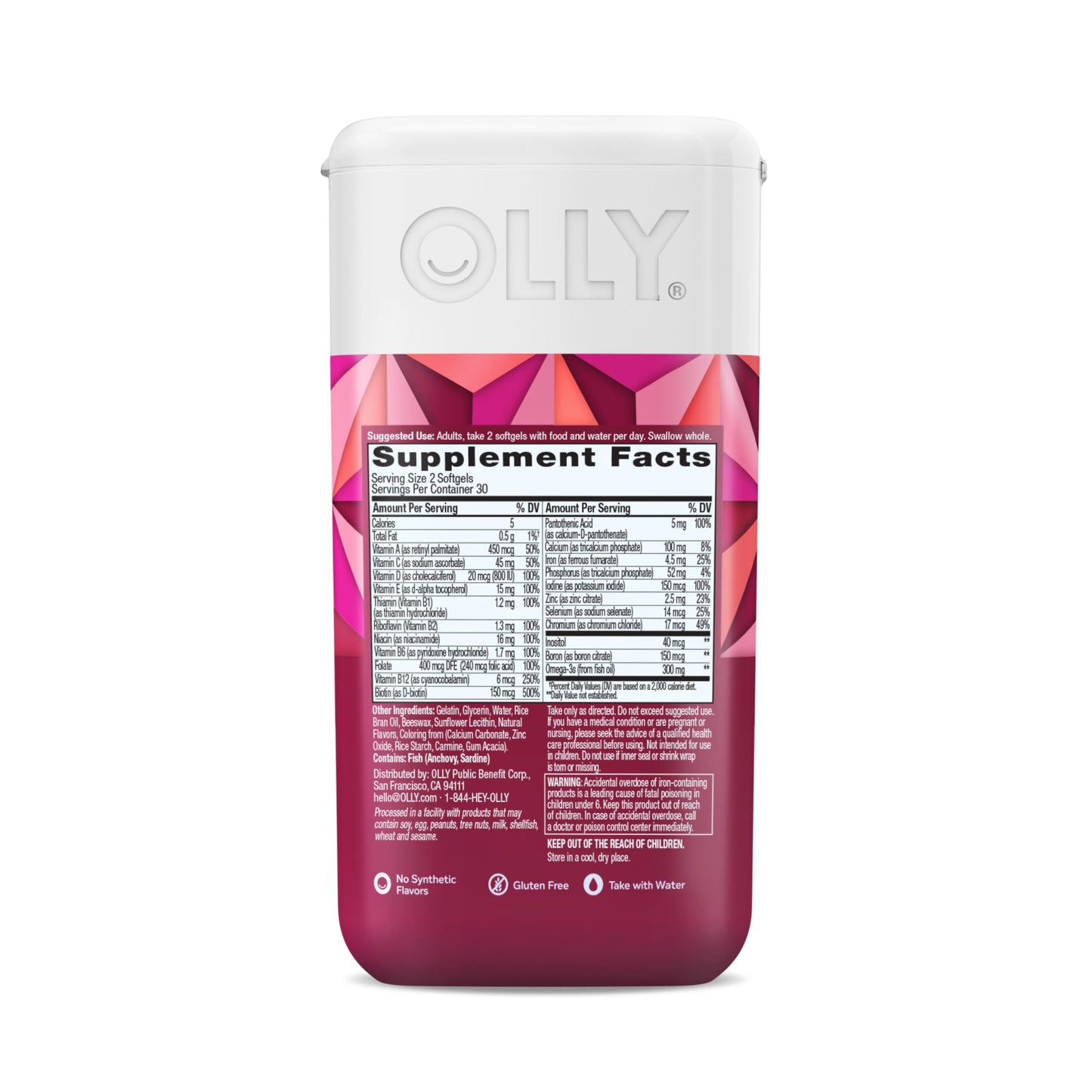 OLLY Ultra Strength Women's Multi Softgels, Overall Health and Immune Support, Omega-3s, Iron, Vitamins A, D, C, E, B12, Daily Multivitamin, 30 Day Supply - 60 Count OLLY buy supplements Au