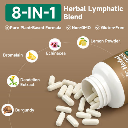 SpenHerb Lymphatic Drainage Capsules Supplements, 8-in-1 Herbal Lymphatic Blend Support Circulation and Natural Fluid Balance, Non-GMO Pure,60 Capsules/1 Pack SpenHerb buy supplements Au