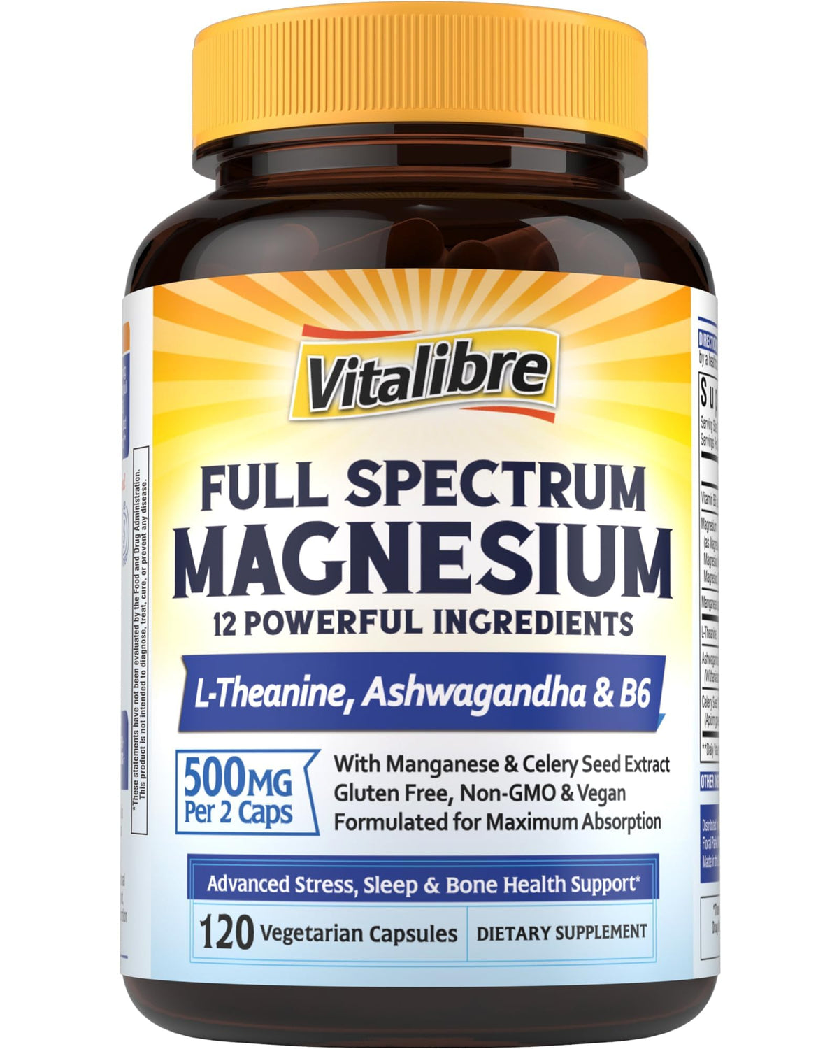 Vitalibre Full Spectrum Magnesium supplement bottle on a white background