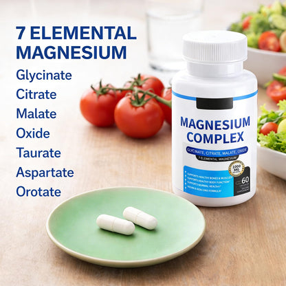 Magnesium Complex for Women & Men 1000mg — 7-in-1 Magnesium (Glycinate, Citrate & Malate) for Sleep Support, Stress Relief, Muscle Recovery — Vegan, 60 Capsules ElixAid buy supplements Au