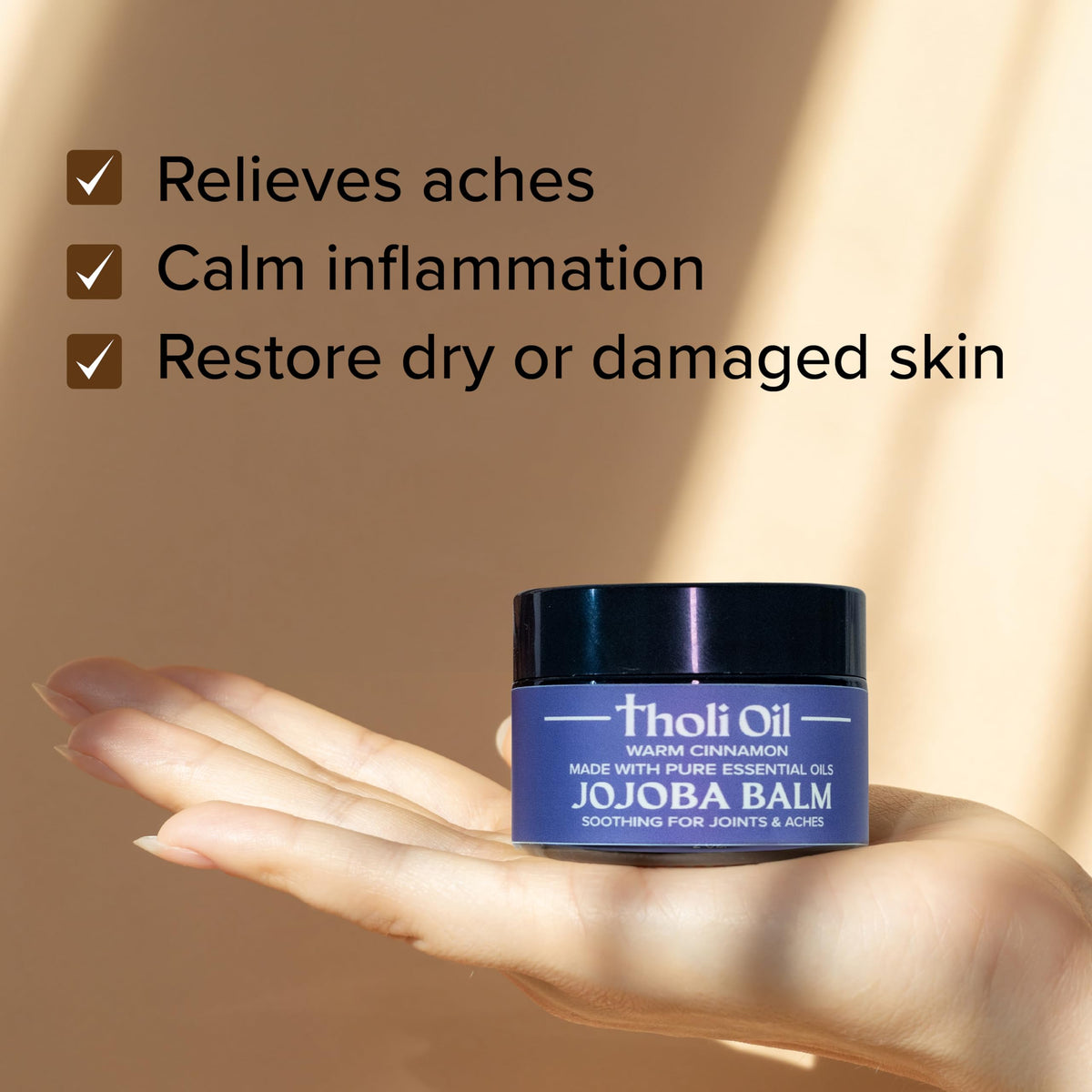 tHOli Plantar Fasciitis Relief Balm – Jojoba Cream with Cinnamon, Cassia, Spikenard & Hyssop – Soothes Heels, Supports Joints & Skin Repair (1oz) Tholi OilBuy Supplements Australia