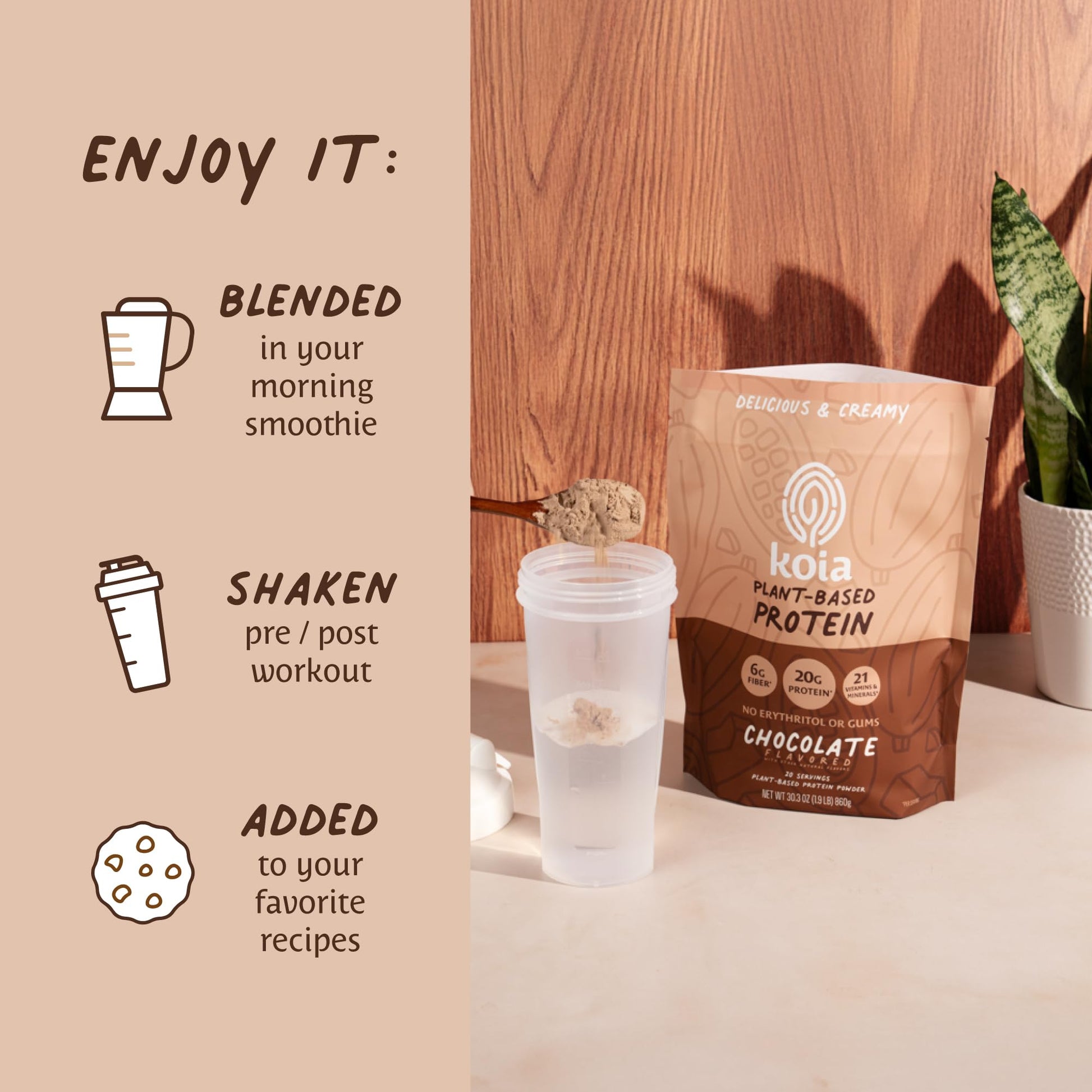 Koia Plant Based Protein Powder, Chocolate, 20g Protein, 3g Sugar, 6g Prebiotic Fiber, Pre & Post Workout, 21 Vitamins & Minerals, No Seed Oils, Dairy-Free, Gluten-Free, Non-GMO, 20 Servings, 30.3 Oz Koia buy supplements Au