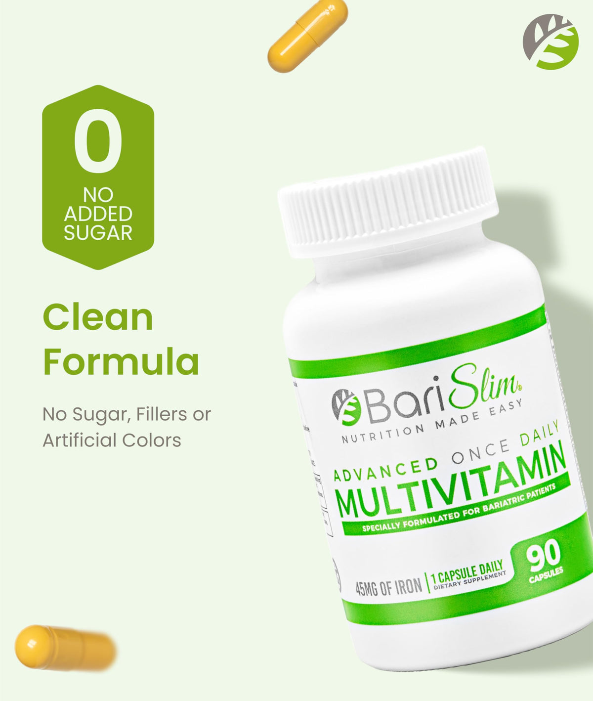 BariSlim Advanced Once Daily Bariatric Multivitamin Capsule - 45 mg of Iron - Bariatric Vitamin for Post Bariatric Surgery Including Gastric Bypass and Gastric Sleeve | 90 Day Supply BariSlim buy supplements Au