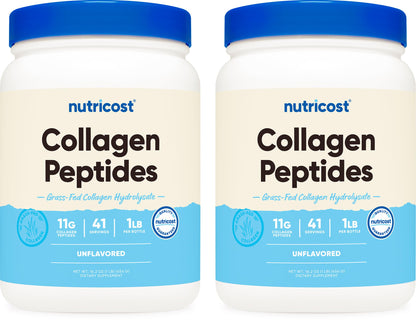 Nutricost Collagen Peptides Powder 1LB (454 G) - Grass Fed Bovine Collagen Hydrolysate (Unflavored)