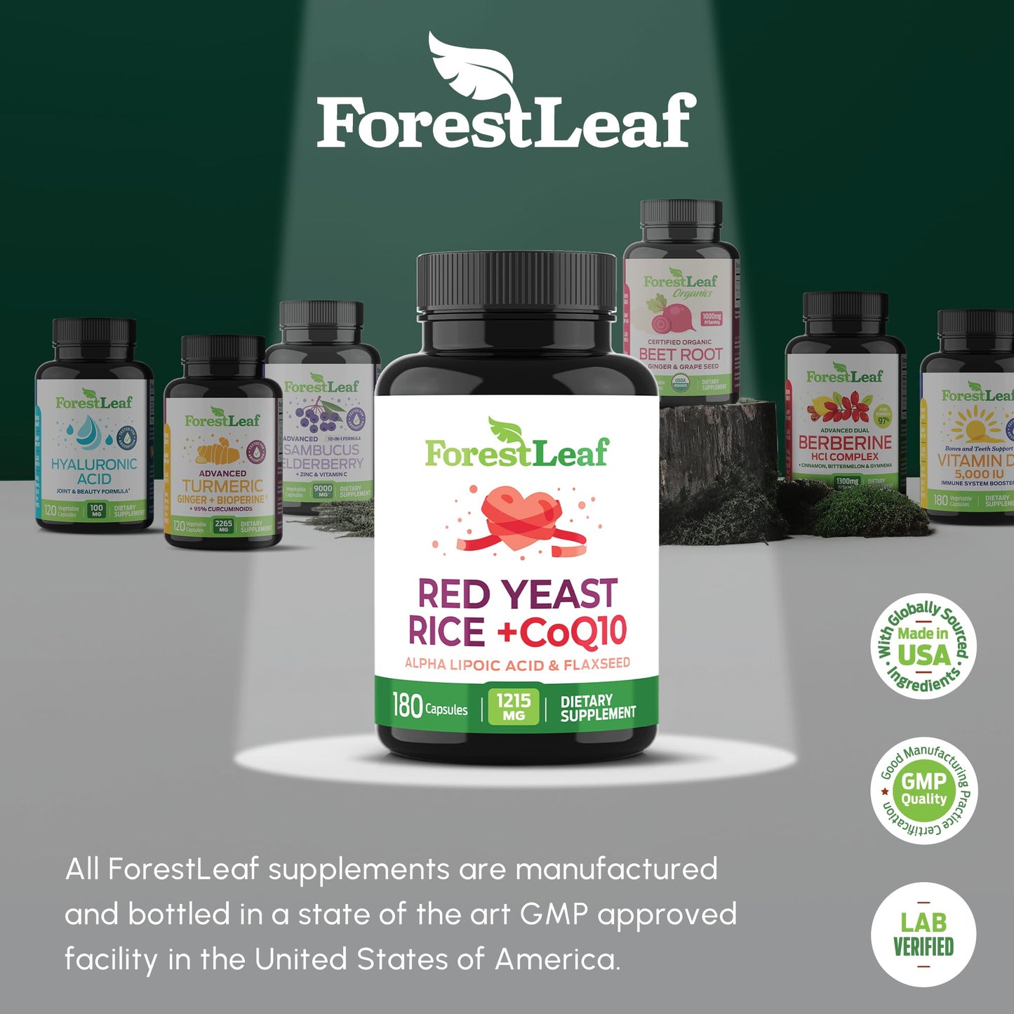 Red Yeast Rice 1215 mg. Capsules - Extra Strength Red Rice Yeast with CoQ10 Supplement, Plus Alpha Lipoic Acid & Organic Flaxseed, Citrinin Free, Supports Cardiovascular Health, Non-GMO 90 Veggie Caps