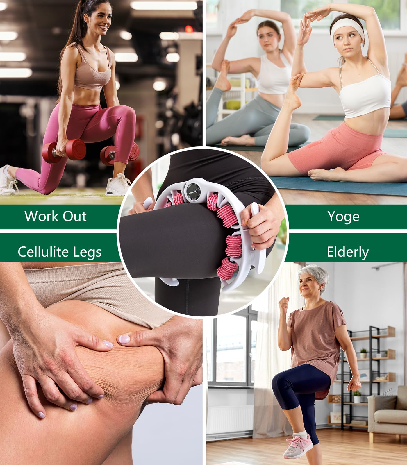 Uoxfill Cellulite massage tool | 360°removable cellulite remover for legs & Lymphatic Drainage Massager | Fascia Blaster for Contoured & Smoother Skin,Tool for Sore Arms, Legs, Stomach & Buttocks Pink Uoxfill buy supplements Au