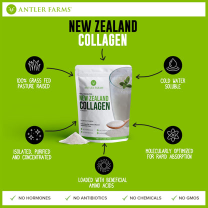 Antler Farms - 100% Pure New Zealand Collagen Powder from Grass Fed Cows, Unflavored, 1 lb - Hydrolyzed Cold Water Soluble Peptides, Keto Friendly, Bioavailable, Quick Dissolving Antler Farms buy supplements Au