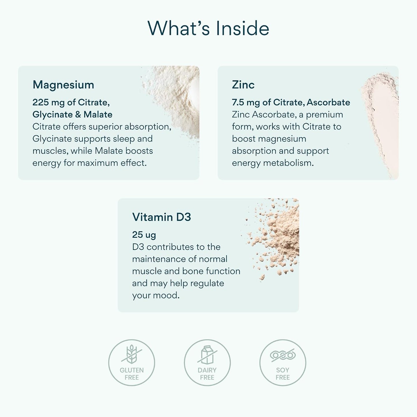 Bettervits Magnesium Glycinate Complex with Citrate Malate Zinc & Vitamin D3 | High Absorption Pure Magnesium 225mg Supplement Chelated Formula for Muscle Relaxation, Sleep Support – 60 Capsules