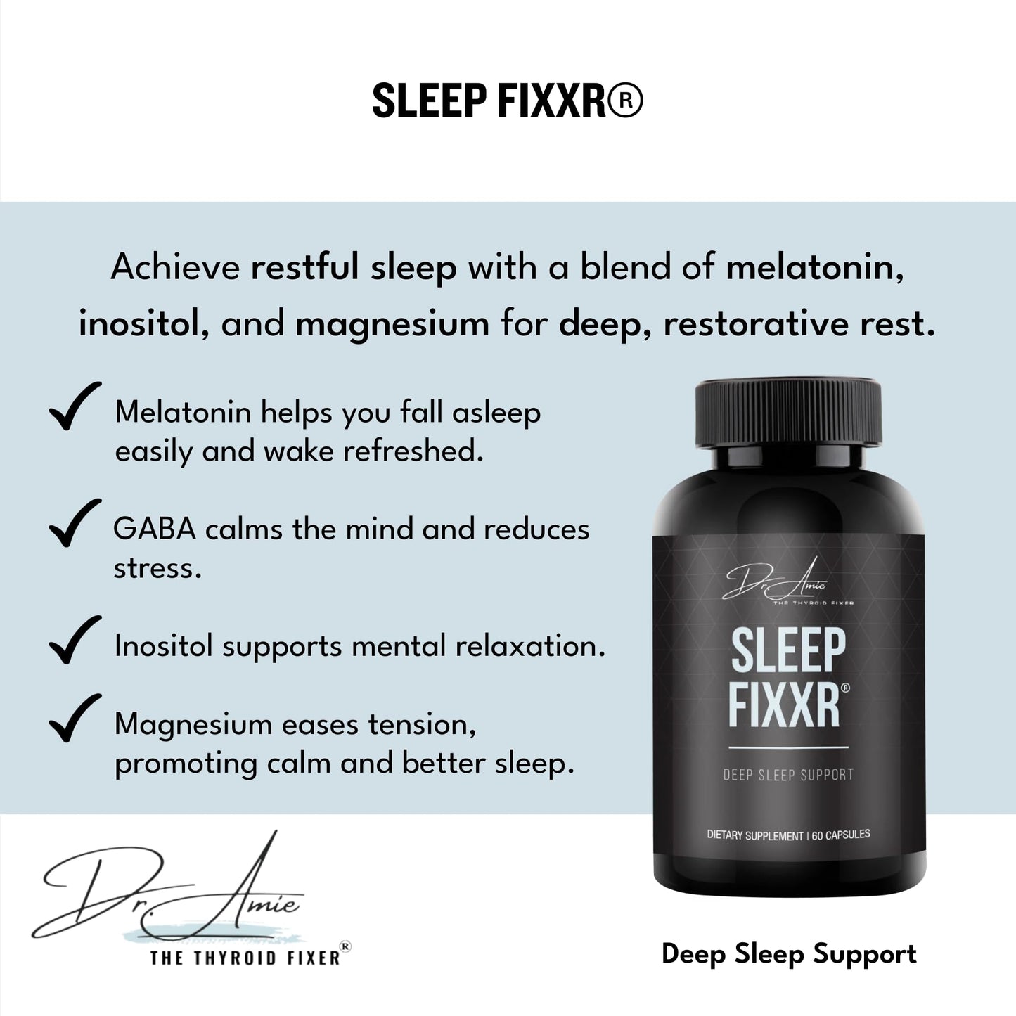 Fixxr Sleep Support by Dr. Amie | with Melatonin, Inositol, and Magnesium | 30 Day Supply, 60 Capsules FixxrBuy Supplements Australia