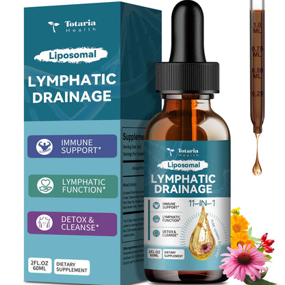 Liposomal Lymphatic Drainage Drops - 11 In 1 Organic Lymphatic Drainage Supplement with Burdock Root, Echinacea, Elderberry, Calendula, Cleavers Herb