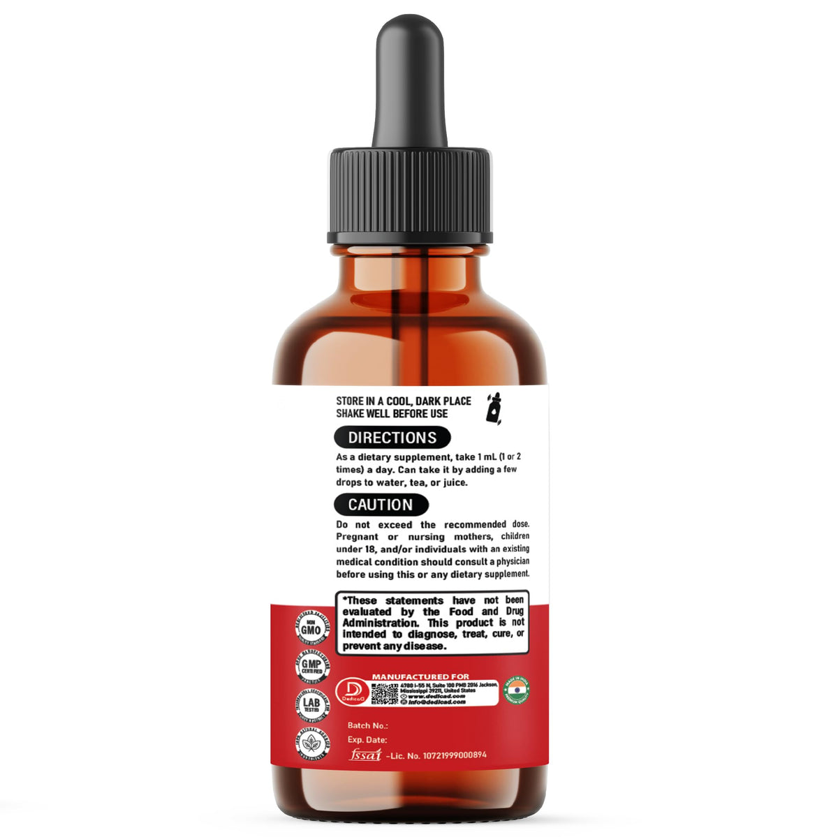 DEDICAD 12in1 Wormwood Liquid Drops Added Black Walnut, Whole Cloves and 9 More Herbs - 2 Fl Oz - 60 Days Supply - Mint Flavor DEDICAD buy supplements Au