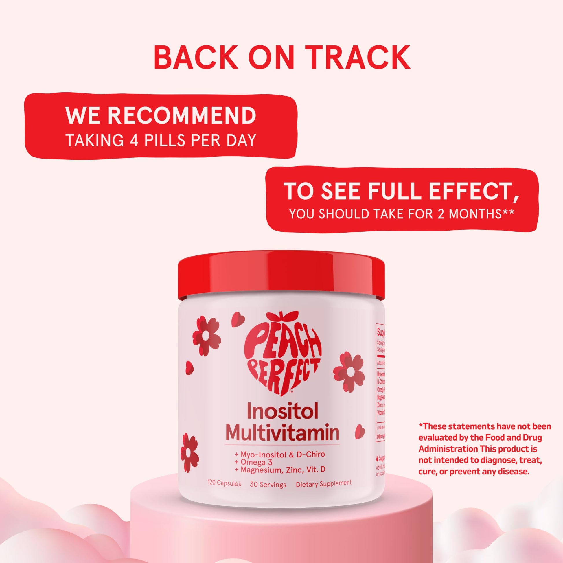 Peach Perfect Inositol Multivitamin – Myo-Inositol & D-Chiro 40:1 Blend, Omega-3, Vitamin D3, Magnesium, Zinc – Supports Women’s Health, Mood, Energy, Supplement – 30 SVG Peach Perfect buy supplements Au