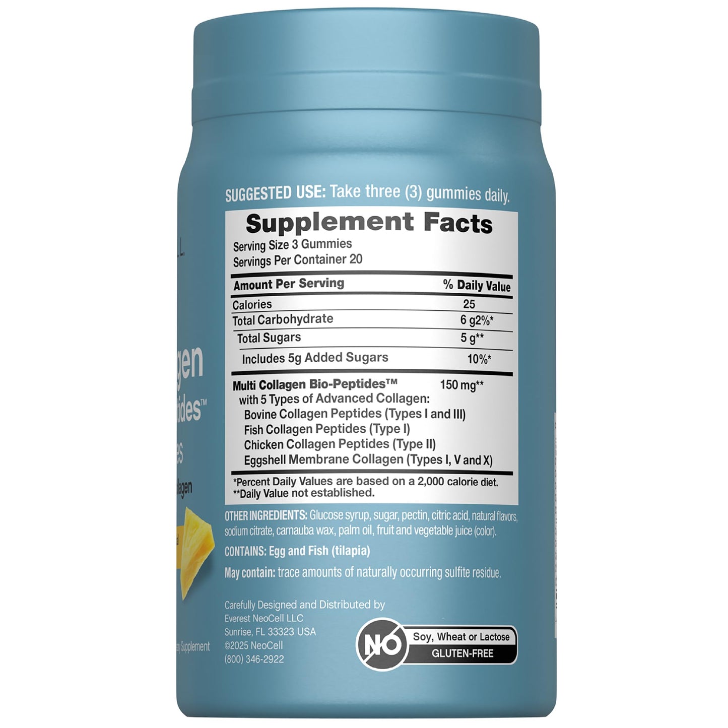 NeoCell Multi Collagen Bio-Peptides Gummies | 60 ct | Tropical Flavor | Type I, II, III, V, X | Advanced BioActive Formula NeoCell buy supplements Au