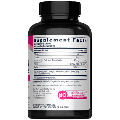 NeoCell Collagen Peptides Pills | 180 Tablets | with Vitamin C and Biotin | Grass Fed Bovine | Hair, Skin, & Nails | for Women and Men