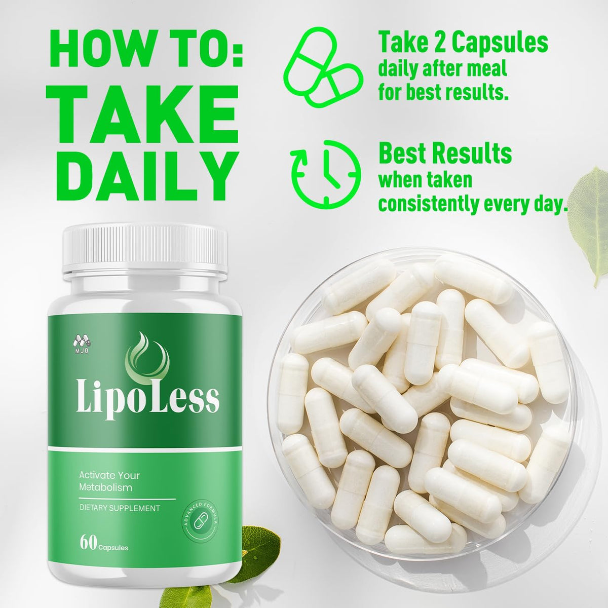 LipoLess Capsules, Official Lipo Less Supplement Pills with All Natural Ingredients, Advanced Formula for Optimal Health & Wellness Support with Premium Vitamins for Active Women & Men (60 Capsules) MJOBuy Supplements Australia