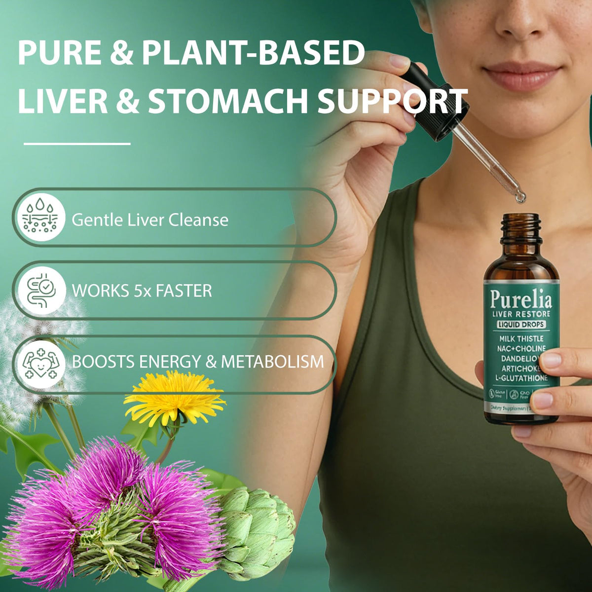 SCEZROB Purelia Liver Restore Drops – Complete Liver Detox Support Supplement with Milk Thistle, Dandelion & L-Glutathione for Liver Cleanse & Digestion Aid Health, 2 Fl Oz (1) SCEZROB buy supplements Au