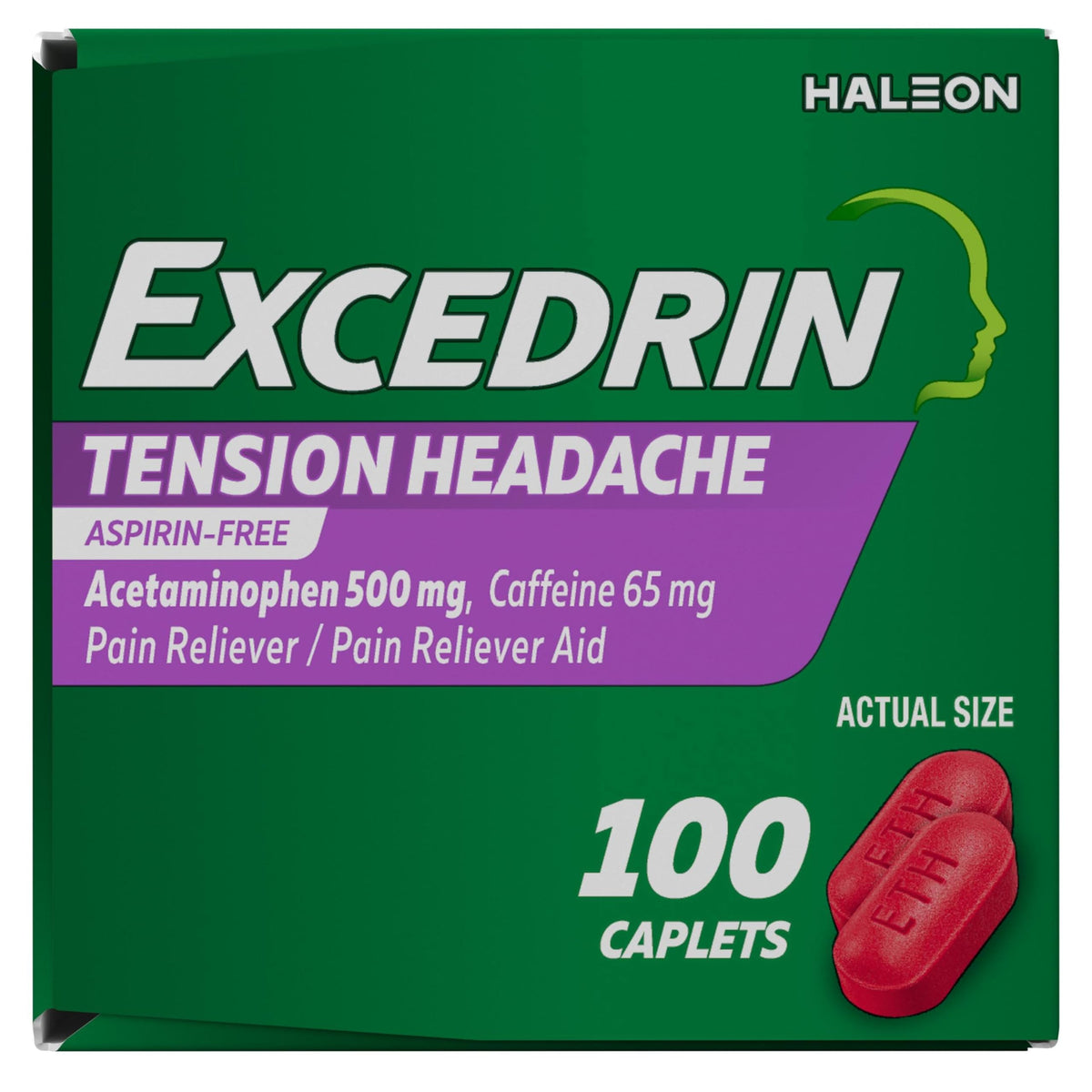 Excedrin Tension Headache Relief Caplets, Acetaminophen 500mg, Caffeine 65mg, Pain Reliever, Aspirin-Free, 100 Count Excedrin buy supplements Au