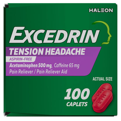 Excedrin Tension Headache Relief Caplets, Acetaminophen 500mg, Caffeine 65mg, Pain Reliever, Aspirin-Free, 100 Count Excedrin buy supplements Au