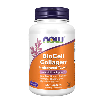 NOW Foods Supplements, BioCell Collagen® Hydrolyzed Type II, Clinically Validated, 120 Veg Capsules NOW Foods buy supplements Au