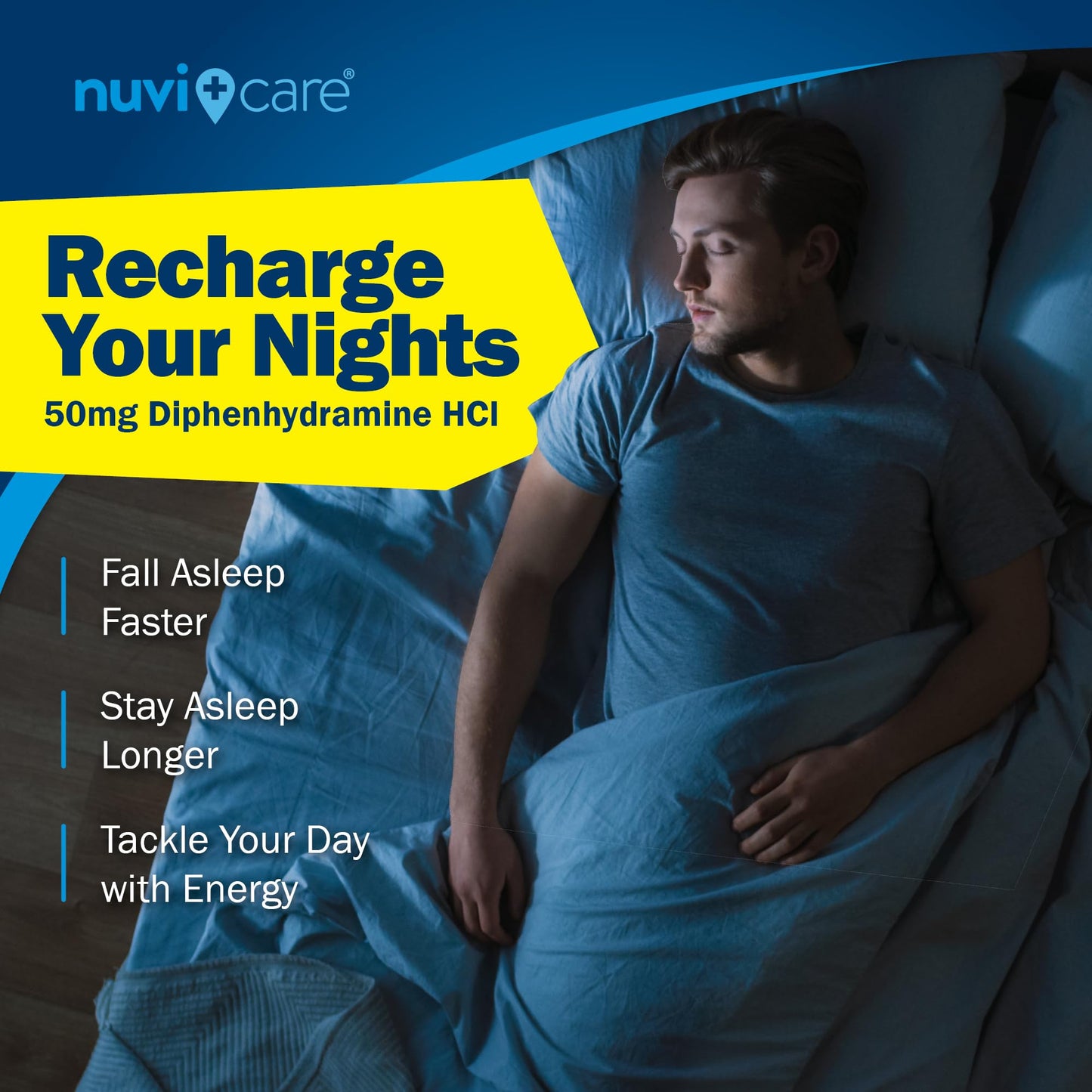 NUVICARE Maximum Strength SleepAid Soft Gels - Nighttime Sleep Aid with Diphenhydramine HCl 50mg - Non Habit Forming Sleeping Pills for Adults - Extra Strong OTC Sleep Aids for Adults (100 Count) NUVICARE buy supplements Au